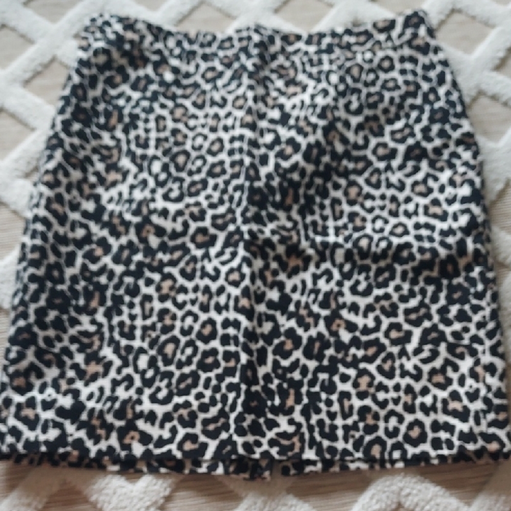 J. Crew Leopard Print Mini Skirt - Black, Cream & Brown